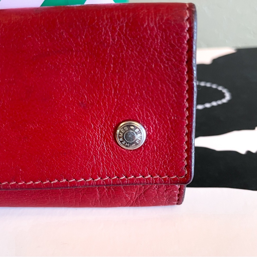 Authentic Hermes Etui Cles Chevre Red Leather 4 Ring Key‎ Case - Picture 6 of 8
